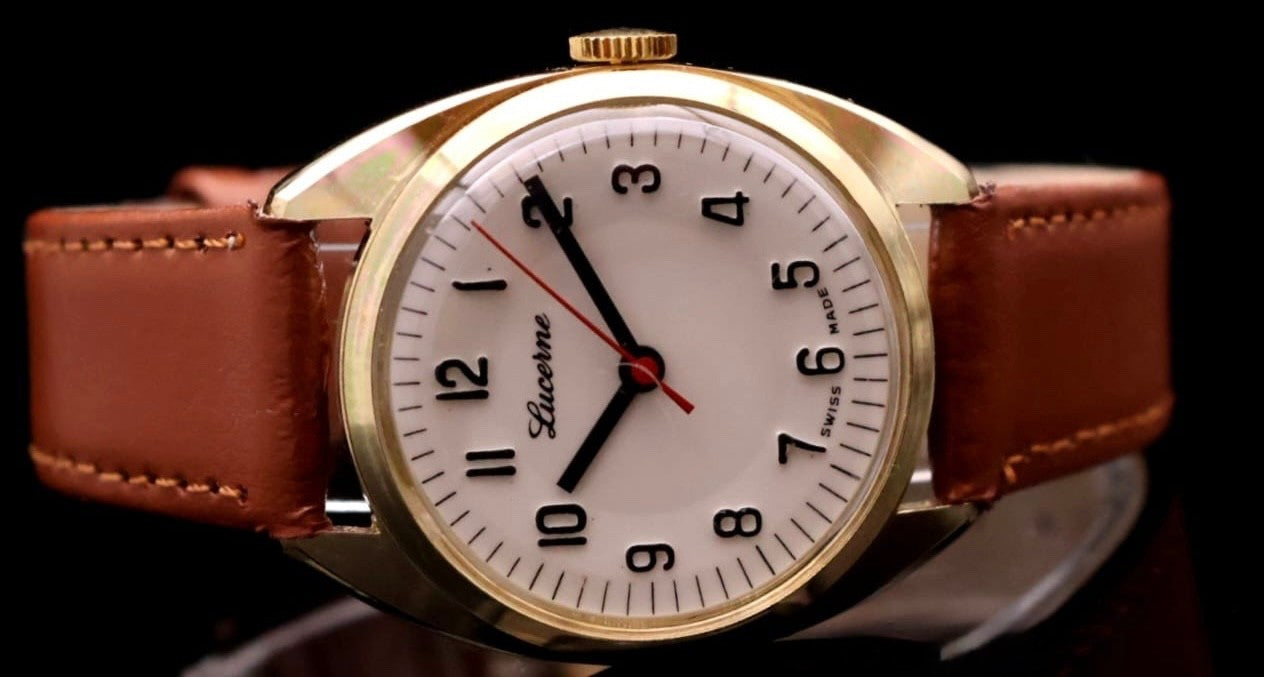 Lucerne Handaufzug Watch Armbanduhr Swiss Made Vintage Lagerfund Sammlerstück1