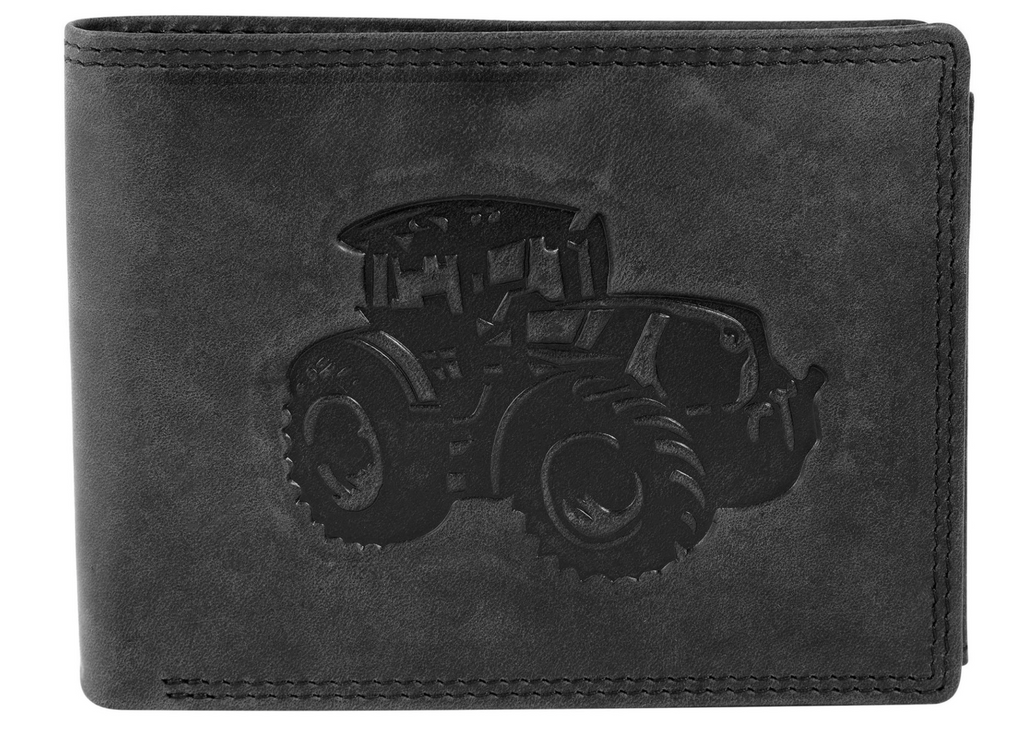 Akzent Leder Geldbörse RFID Echtleder Portemonnaie Geldbeutel Querformat Traktor0