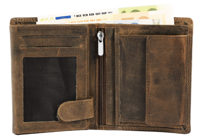 Akzent Basic Leder Geldbörse RFID Schutz Portemonnaie Braun Truck Motiv 41