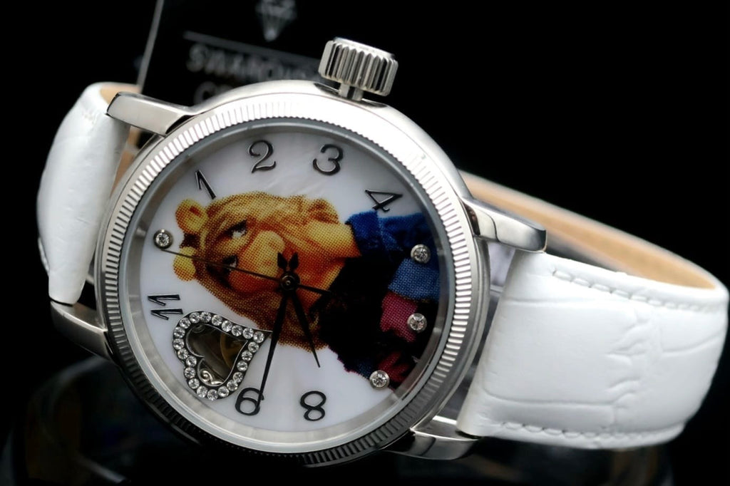 DISNEY Muppets Automatik Miss Piggy Herrenuhr Damenuhr Uhr Leder Sammlerstück1
