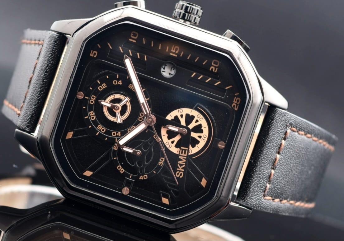 Herren Chronograph SKM Armband Uhr 44x44mm Edelstahl Datumsanzeige Stoppfunktion1