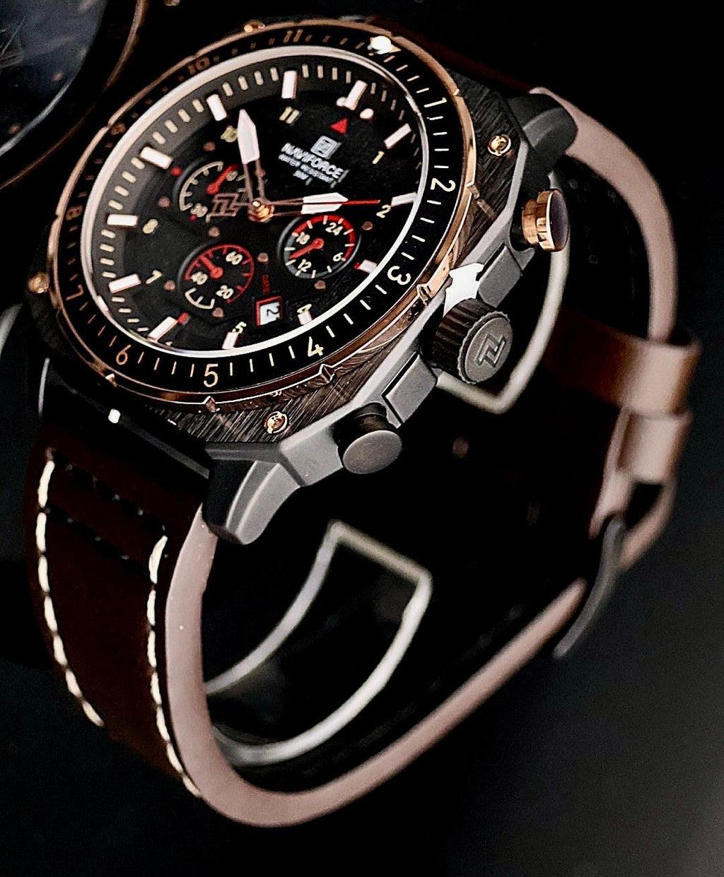 XL Naviforce Herren Männer Armband Uhr Chronograph Stoppuhr Datum NEU0