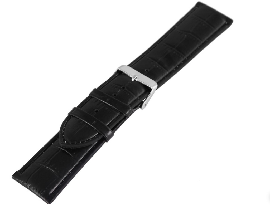 Steinmeister Uhrenarmband Echtleder Armband schwarz Kroko gepolstert 24 mm1