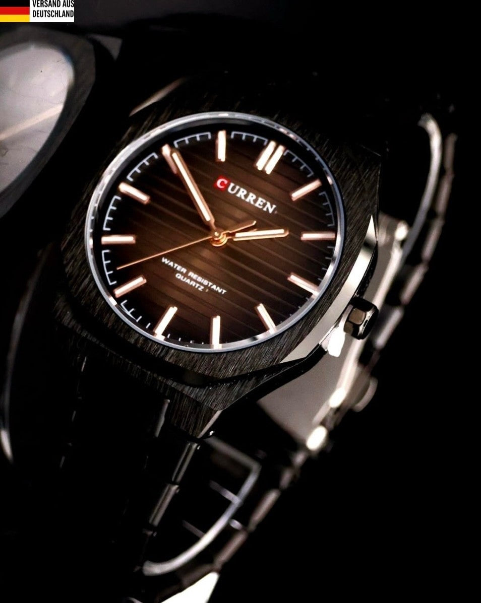 Klassische Herren Männer Uhr Armbanduhr Schwarz Rosé Farben Keramik Look NEU0