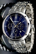 Lobinni Herren Männer Uhr Chronograph Stoppuhr Datum Silber Blau Farben NEU0