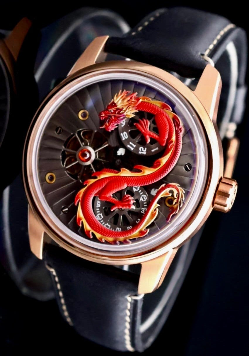 OBLVLO 3D JM-Dragon Automatik Herrenuhr 42mm Edelstahl Saphirglas Skeleton NEU0