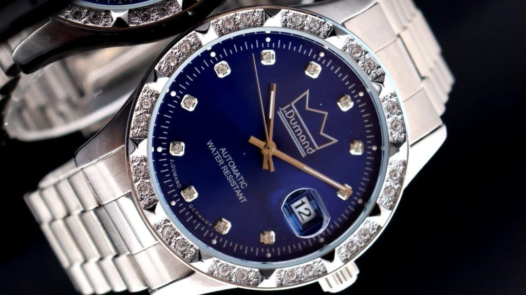 J.Dumand - Herren - Automatik - Uhr - Blau / Silber - Datum - 44mm - Sichtboden1