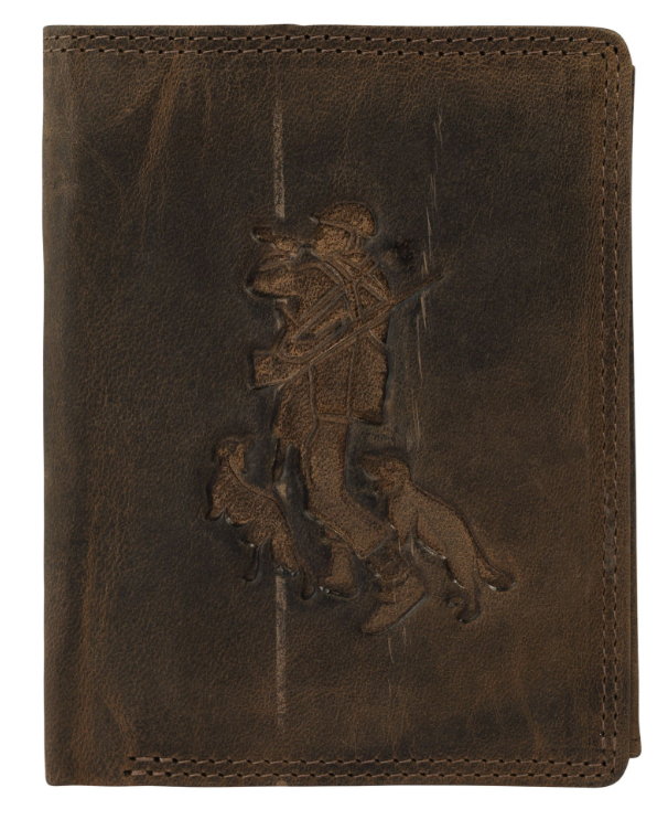 Akzent Basic Leder Geldbörse RFID Schutz Portemonnaie Braun Jäger Motiv 30