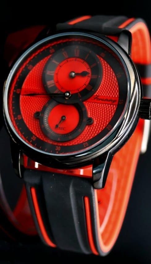 FORSINING Herren Automatik Uhr Herrenuhr Rot Schwarz sportliches Design TOP0