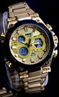 SKM Digital & Analog Herren Männer Uhr  Sportliche Armbanduhr Gold Farben 50mm0