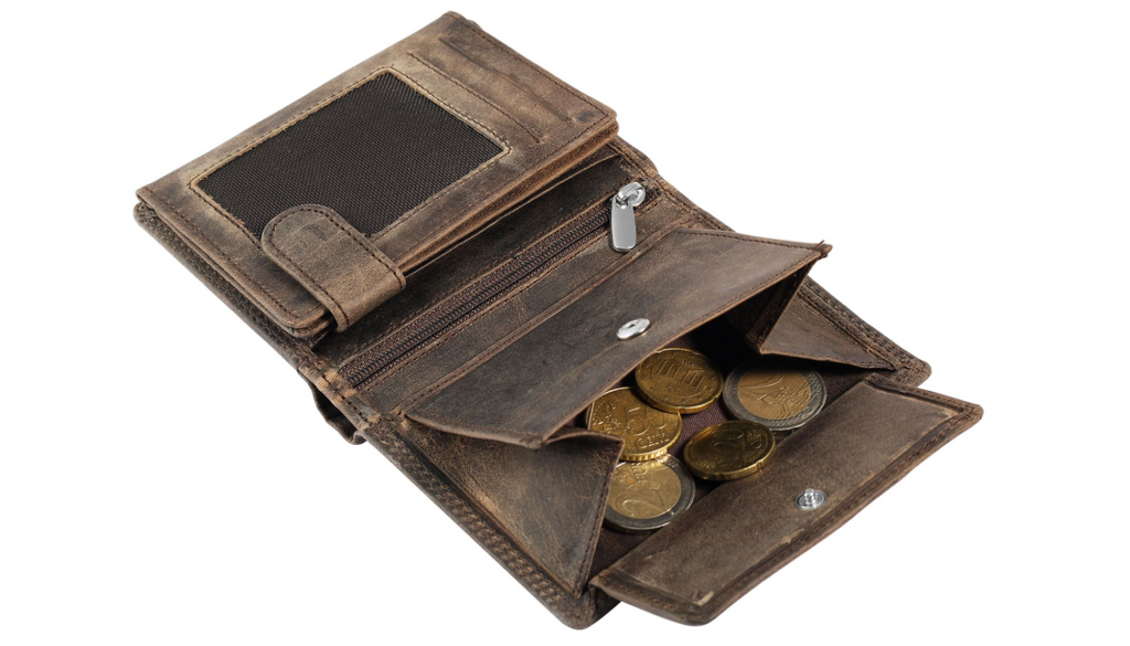 Akzent Basic Leder Geldbörse RFID Schutz Portemonnaie Dunkel Braun Segelschiff3