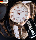 Excellanc Uhr Damenuhr Armbanduhr Weiß Rosegold Farben Analog0
