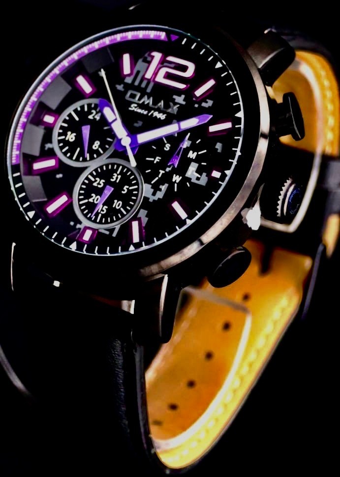 Omax Herren Armband Uhr Schwarz Kalenderanzeige Tag Datum 24 Stundenanzeige NEU0