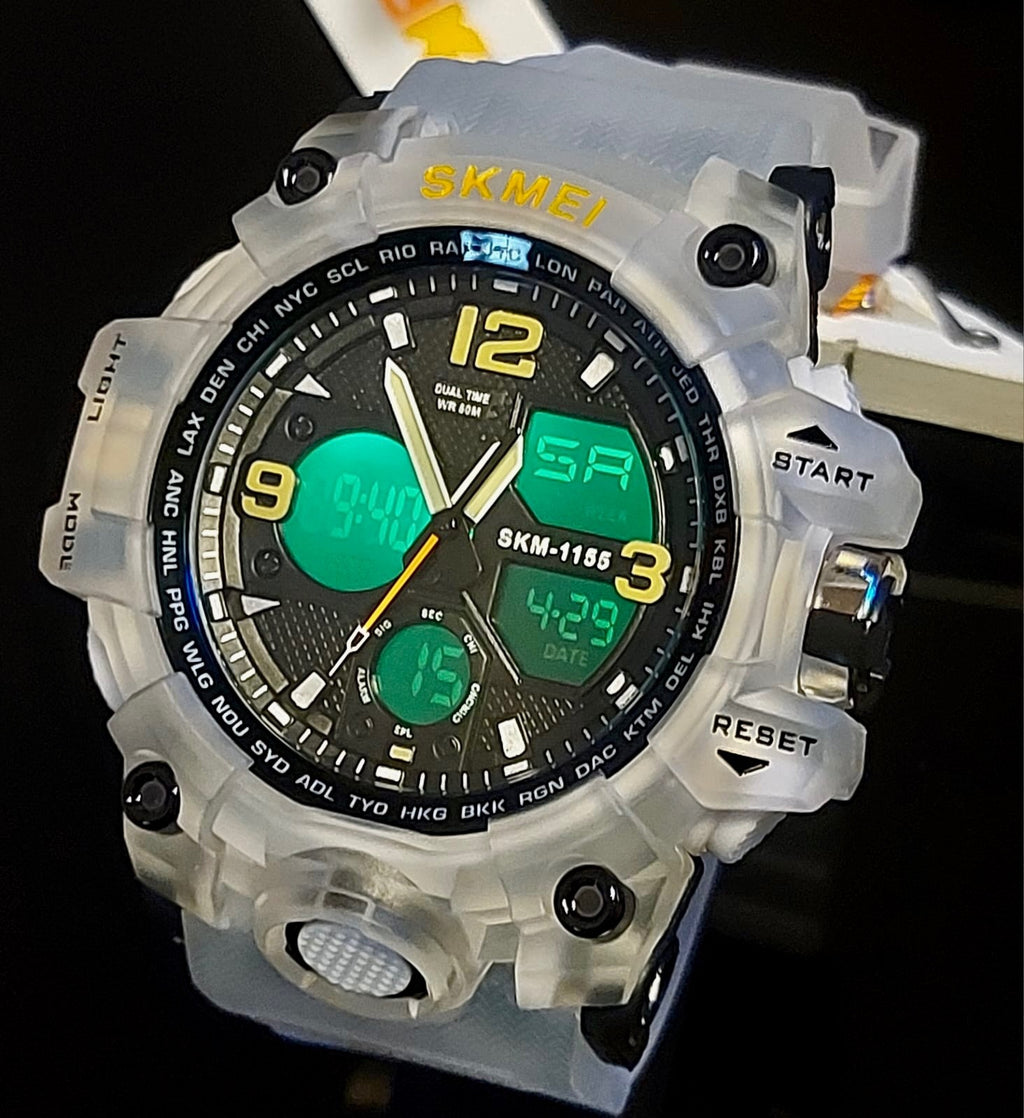 Sportliche Digital & Analog Herren Männer Uhr Armbanduhr Transparent NEU1