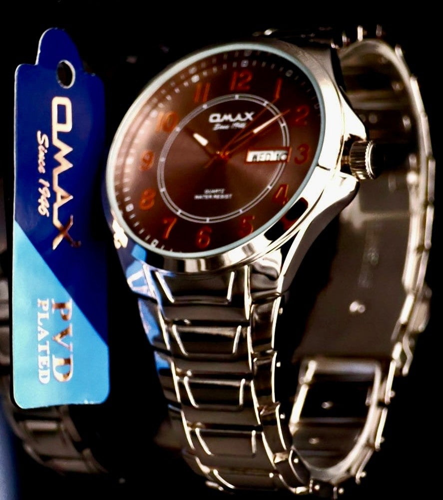 Omax Herren Armband Uhr Datum Herrenuhr IP Veredelt Neu mit Box1