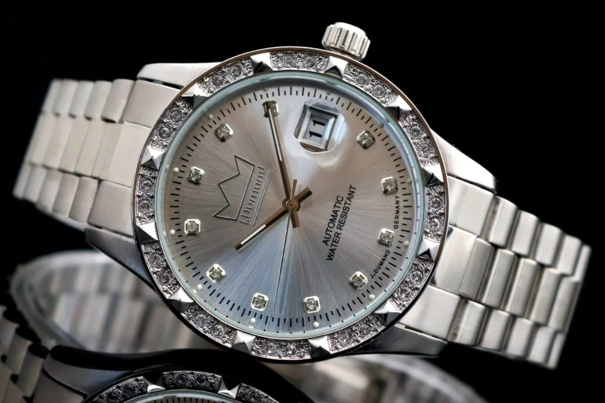 J.Dumand - Herren - Automatik - Uhr - Silber Farben - Datum - 44mm - Sichtboden1