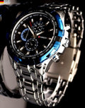 Mega Edle Herren Männer Uhr Armbanduhr Herrenuhr Blau Silber Farben Chrono Look0