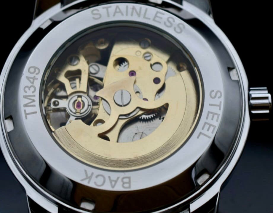 T-Winner Herren Automatikuhr Blau Bicolor Mechanisch Skelett Uhr Edelstahl Luxus3