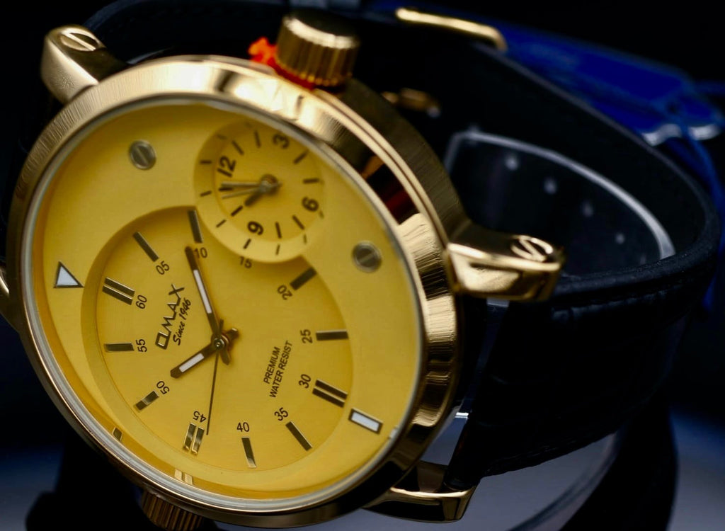 XXL Omax  Monster Watch Herren Armband Uhr Schwarz Gelb  XXL Dual Timer NEU1