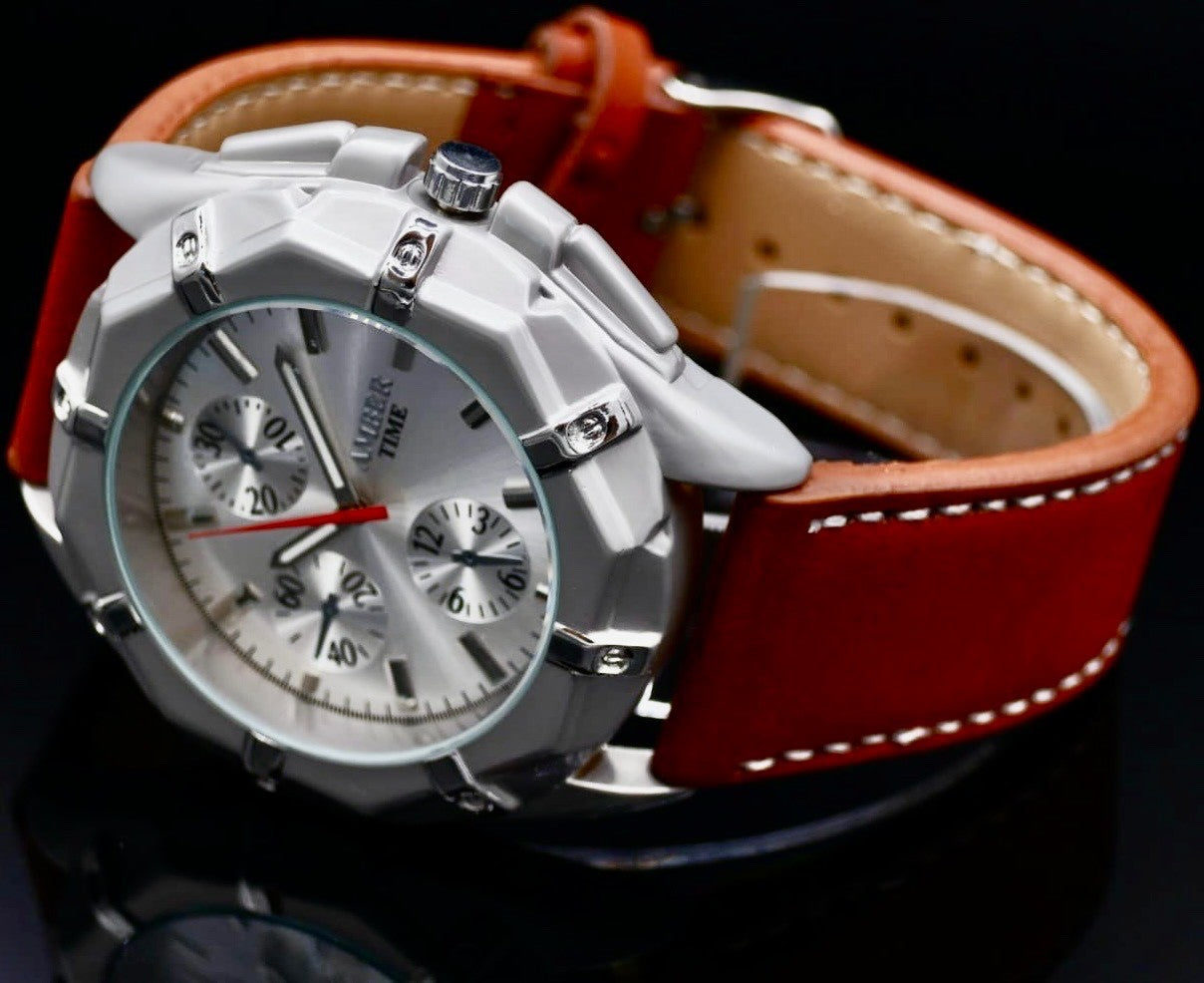 Mega Edle Herren Armband Männer Uhr Chrono-Look NEU1