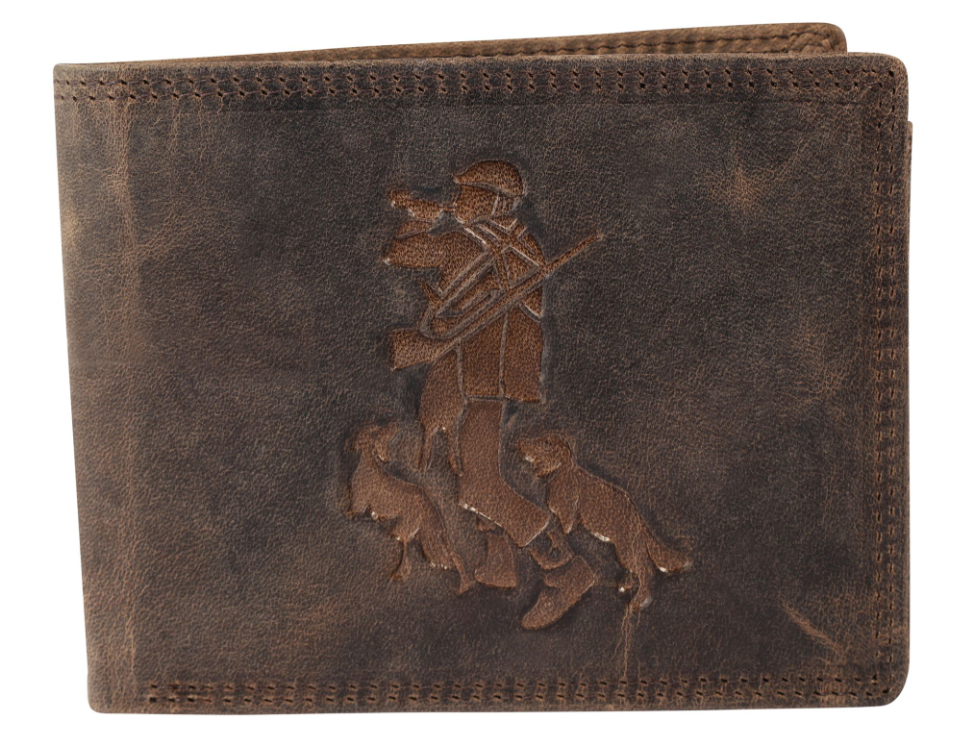 Akzent Leder Geldbörse RFID Echtleder Portemonnaie Geldbeutel Jäger Braun 20