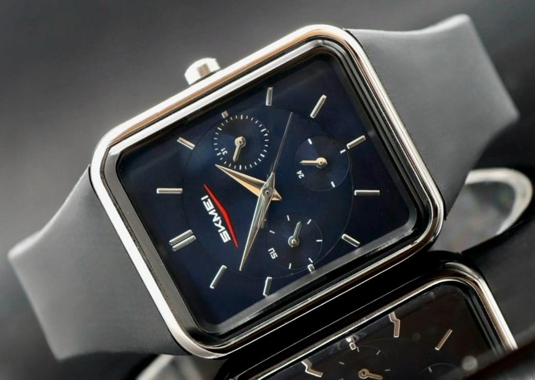 SKM - DAMEN - HERREN - UHR - KALENDER - TAG - DATUM - SILIKON - BLAU - NEU1