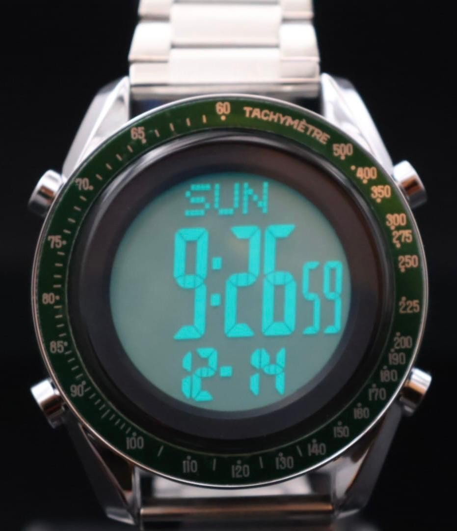 Klassische Digital Herren Männer Uhr Armbanduhr Grün Silber Farben 42mm NEU1