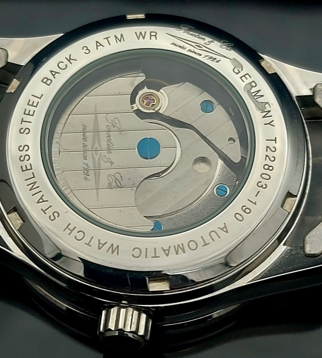 Forestier & Cie Automatik Herren Armband Uhr Automatikuhr Herrenuhr Datum Blau2