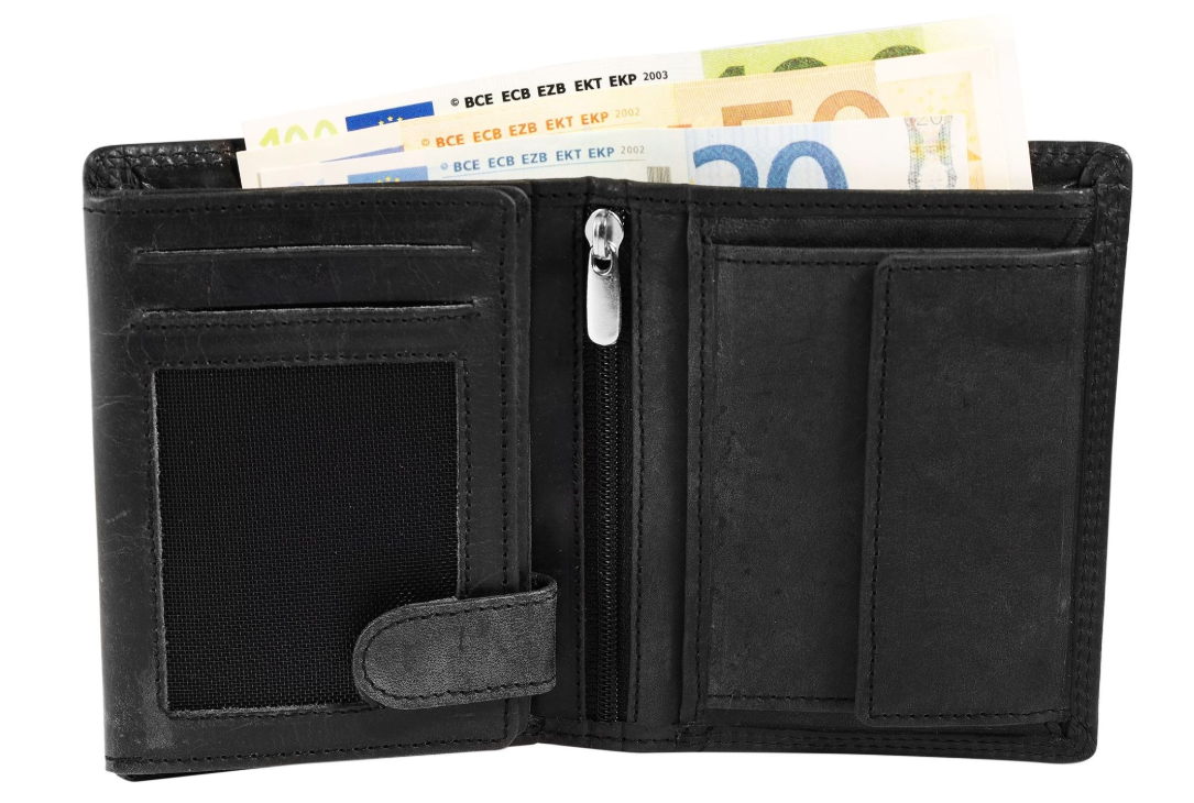 Akzent Basic Leder Geldbörse RFID Schutz Portemonnaie Schwarz Jäger Motiv 11