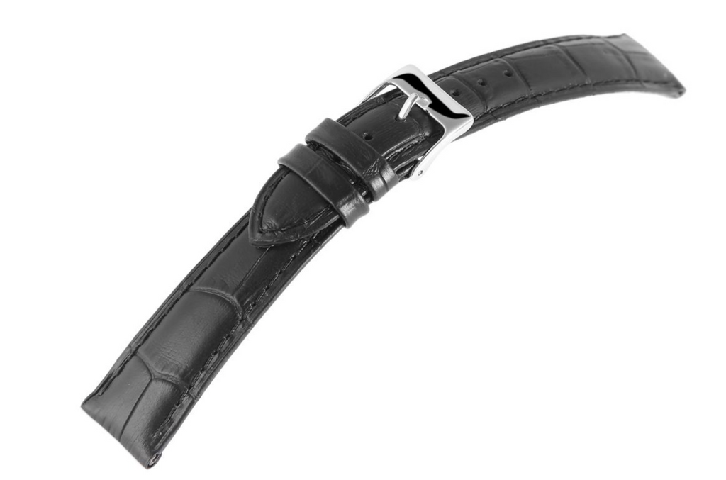 Steinmeister Uhrenarmband Echtleder Armband schwarz Kroko gepolstert 24 mm2