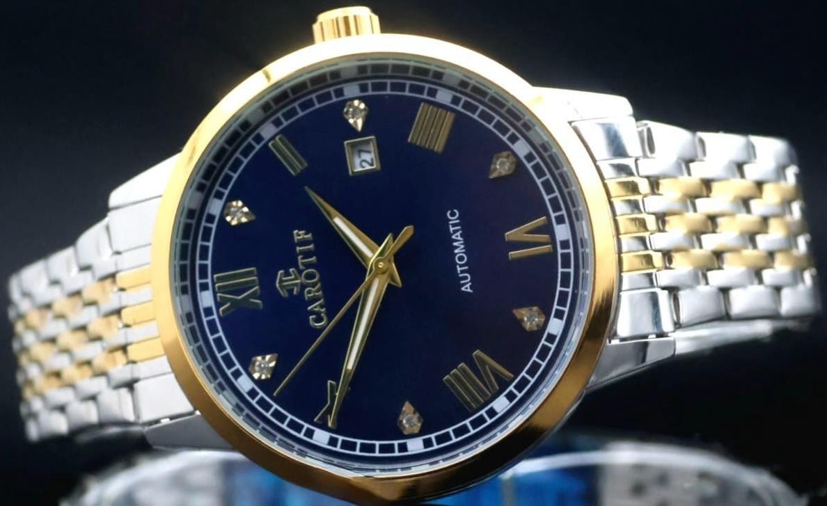 CAROTIF - AUTOMATIK - WATCH - HERREN  - BICOLOR - BLAU - EDELSTAHL - DATUM - NEU2