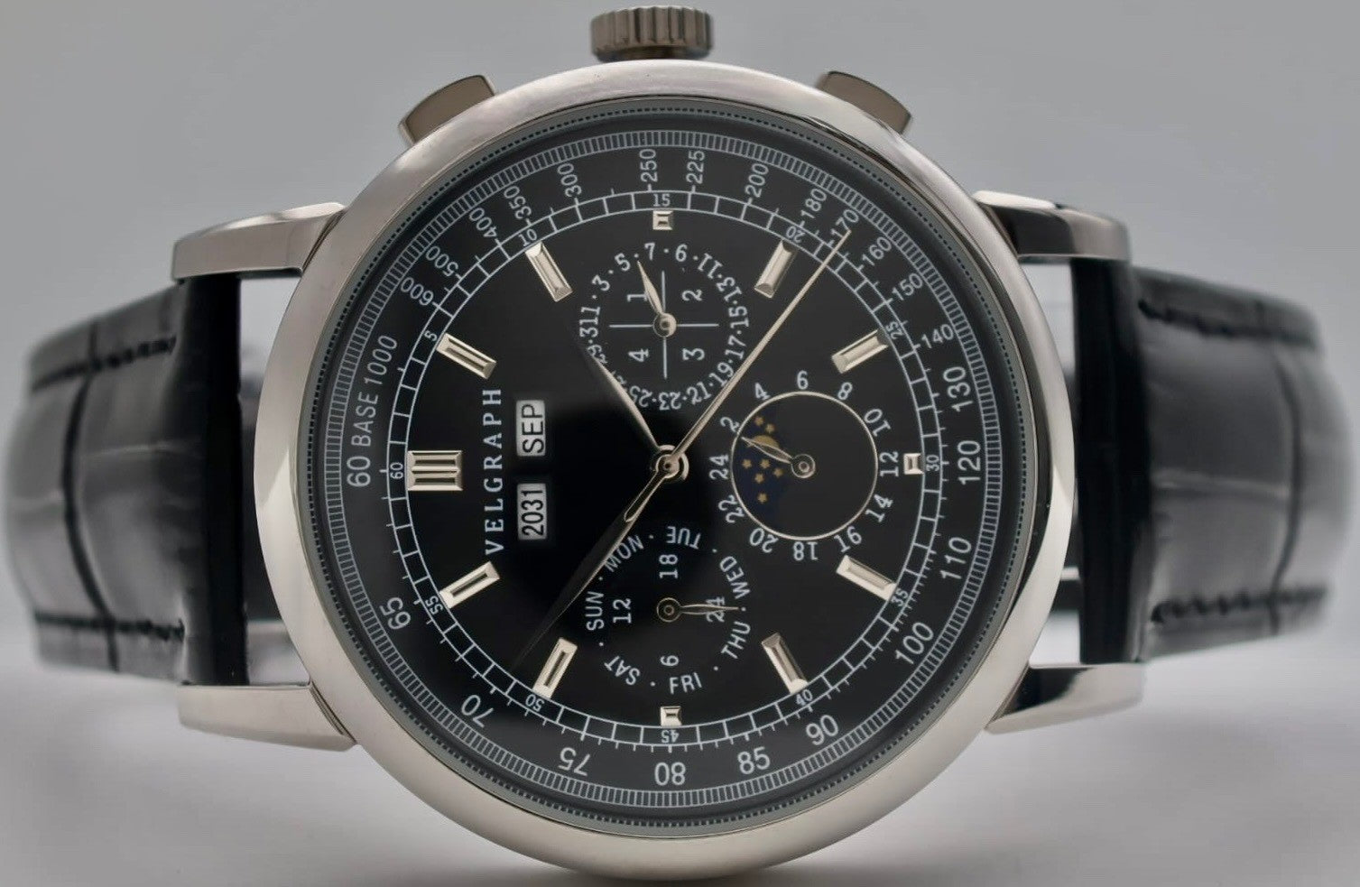 Velgraph Herrenuhr 42mm Automatik | Lederband | Vollkalender | NH35 | Seagull /1