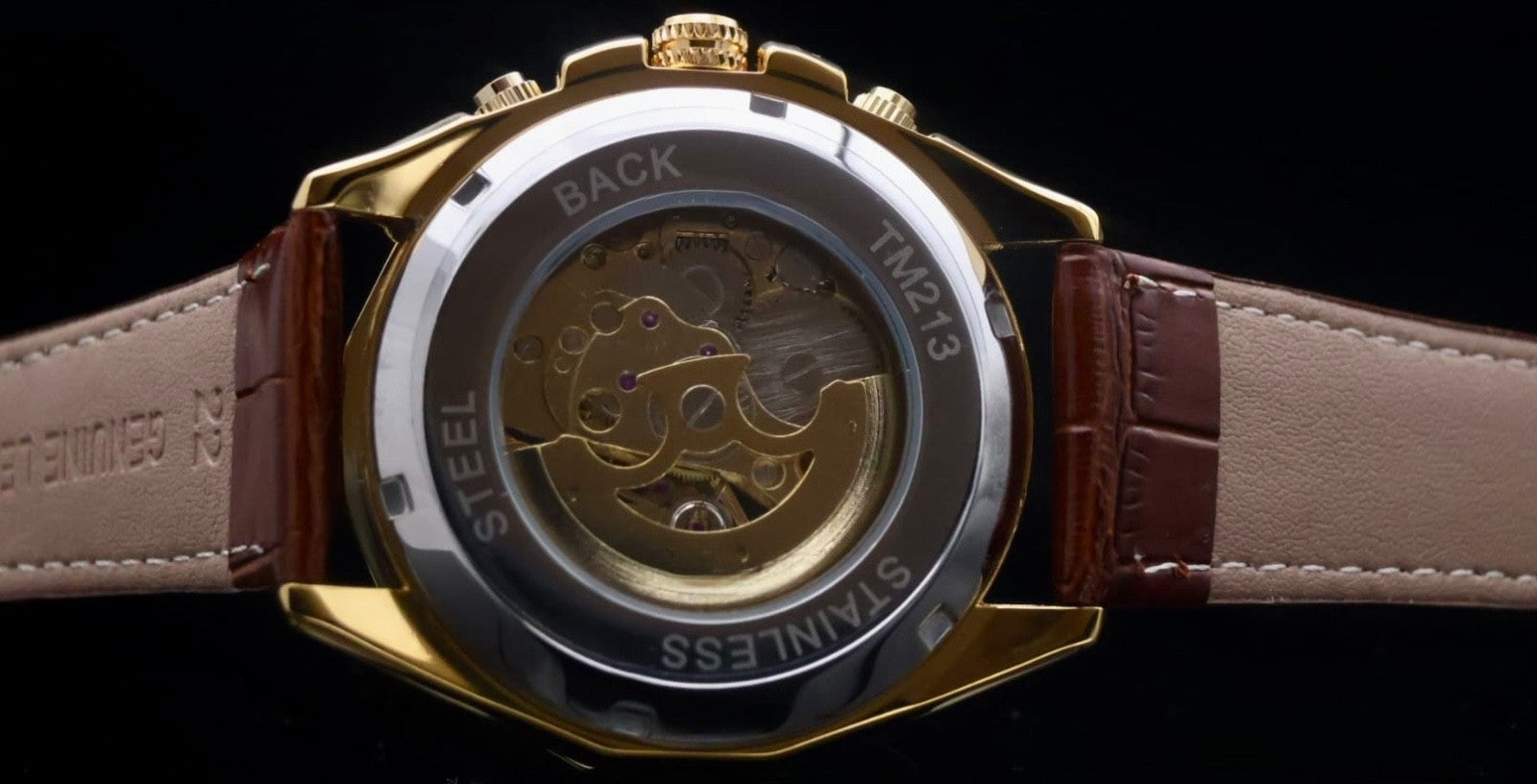 FORSINING - HERREN - AUTOMATIK - UHR -  LEDER- SKELETTUHR - 46MM - GOLD / BRAUN2