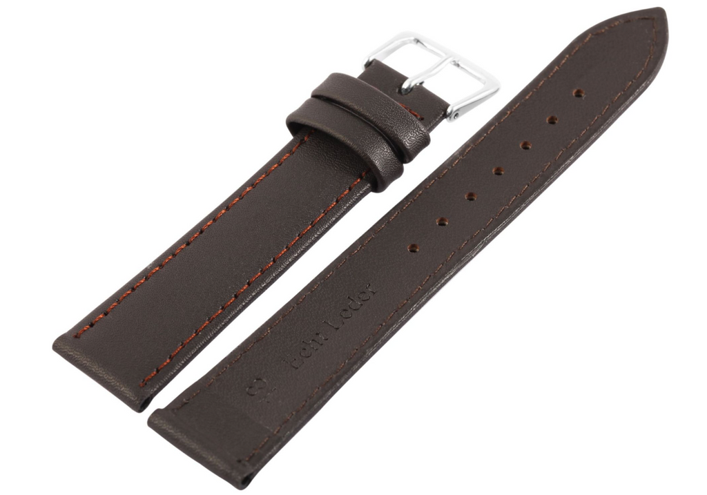 Steinmeister Uhrenarmband Echtleder Armband  flach, dunkelbraun  22mm1