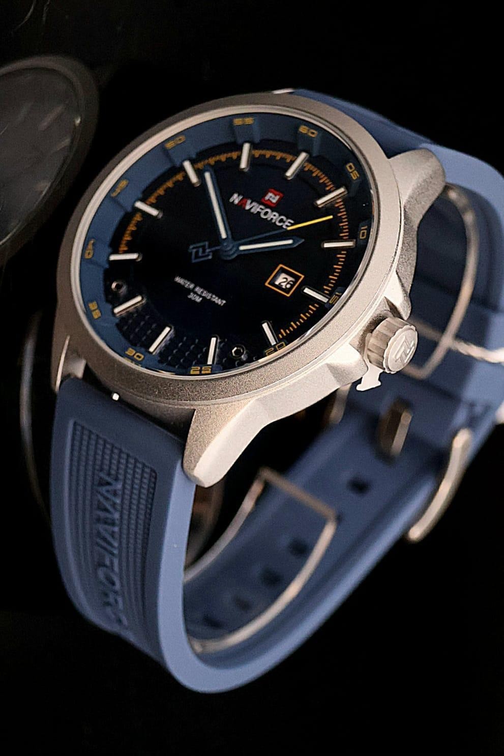 Naviforce Sportliche Herren Männer Uhr Silikon Armbanduhr Blau Schwarz Farben0