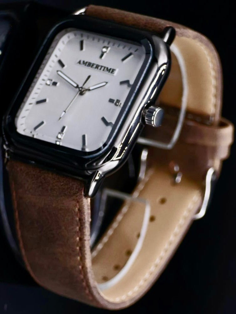 Edle  Herren Armband Männer Uhr Braun  Analog Quarz *1