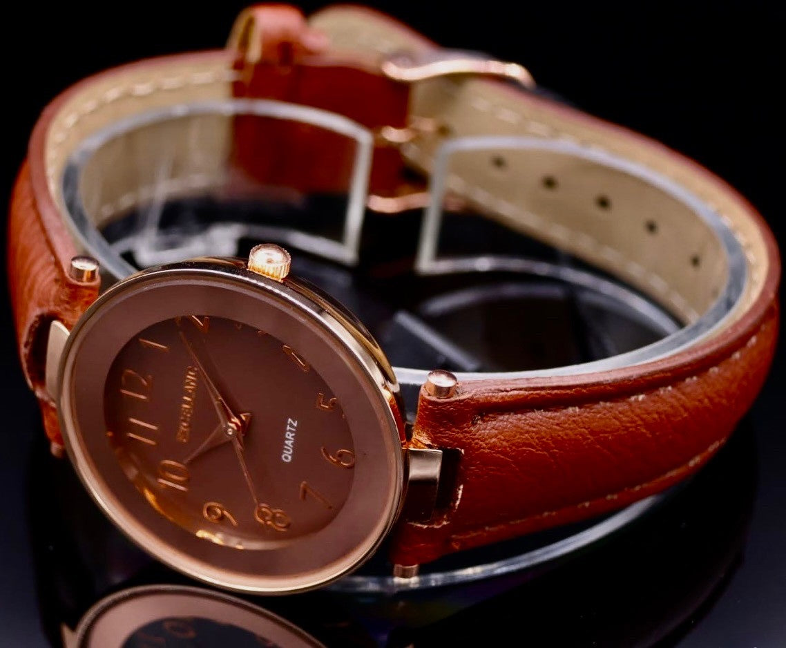 Excellanc Damen  Frauen Armband Uhr Braun Farben Damenuhr Mineralglas Slim1