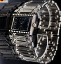 Akzent Damen Frauen Armband Uhr Schwarz Silber Farben Elegante Damenuhr Strass0