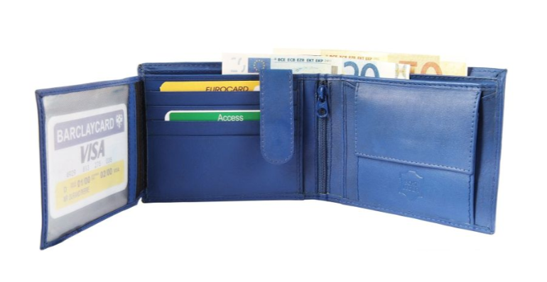 Excellanc Leder Portmonee Geldbörse Echtleder Geldbeutel  Blau Portemonnaie 12