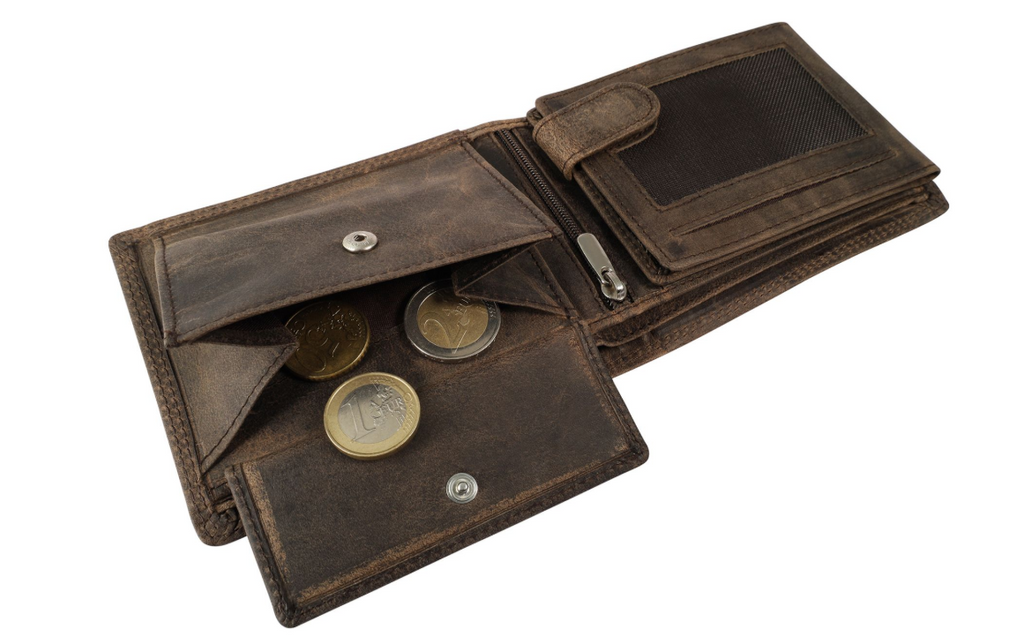 Akzent Leder Geldbörse RFID Echtleder Portemonnaie Geldbeutel Anker Braun 31