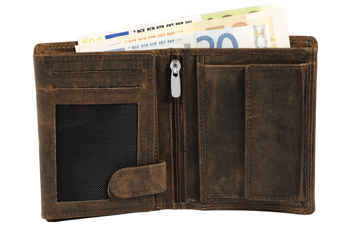 Akzent Basic Leder Geldbörse RFID Schutz Portemonnaie Braun Segelschiff Motiv1