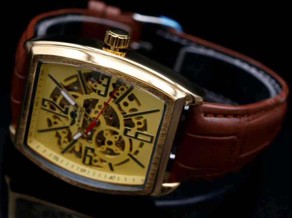 Klassische Herren Männer Automatik Armband Uhr Automatikuhr mit Lederarmband NEU0