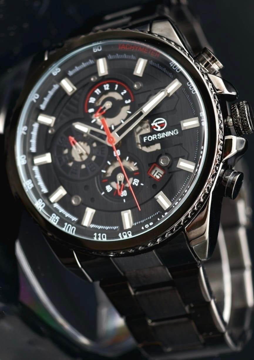 Exklusive Herren Männer Automatik Uhr Schwarz Farben Top Design + Kalender NEU #0