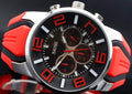 SKM - HERREN - UHR -  CHRONOGRAPH - ROT - DATUM - SILIKON - 50MM - SPORT0