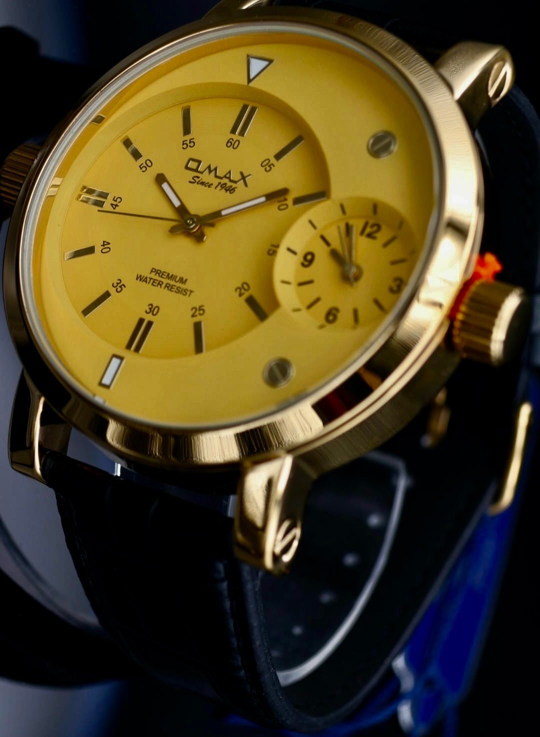 XXL Omax  Monster Watch Herren Armband Uhr Schwarz Gelb  XXL Dual Timer NEU0