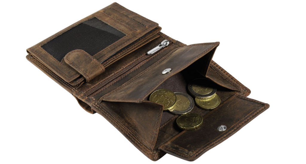 Akzent Basic Leder Geldbörse RFID Schutz Portemonnaie Braun Segelschiff Motiv3