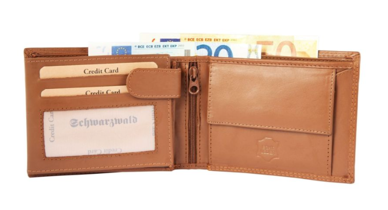 Schwarzwald Leder Portemonnaie Geldbeutel Portmonee Echtleder Braun Motiv Kirche1