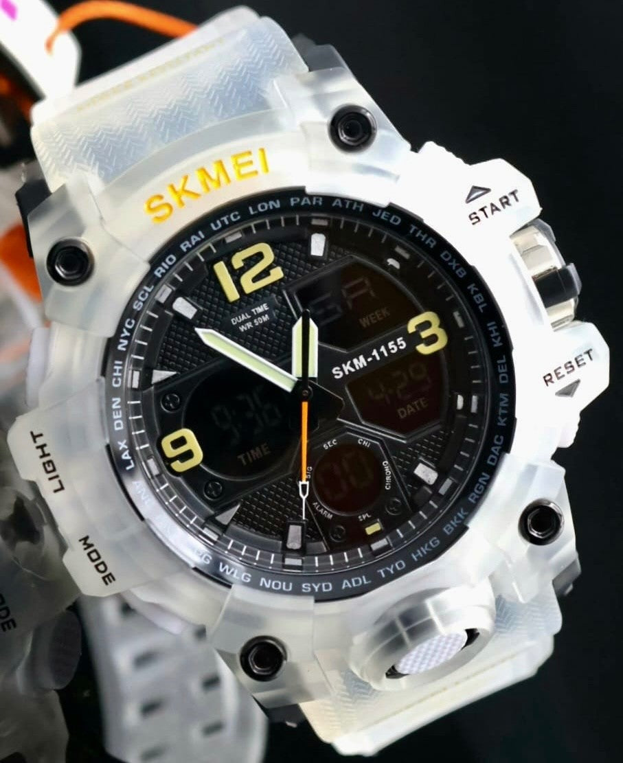 Sportliche Digital & Analog Herren Männer Uhr Armbanduhr Transparent NEU2