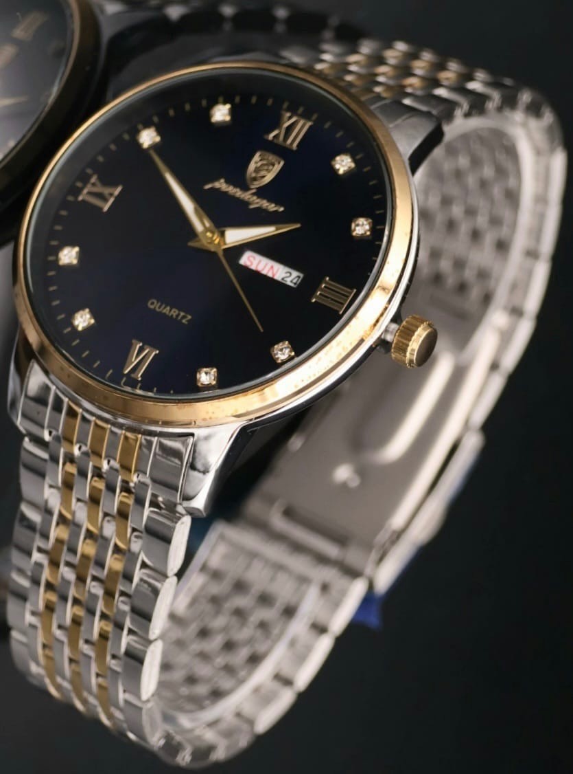 Herren Männer Uhr Armbanduhr Blau Bicolor Farben mit Datumsanzeige0