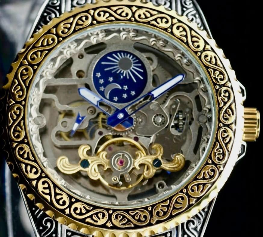 Winner Herren Automatikuhr Edelstahl Skelett Uhr Gold Silber Vintage Luxus Neu2